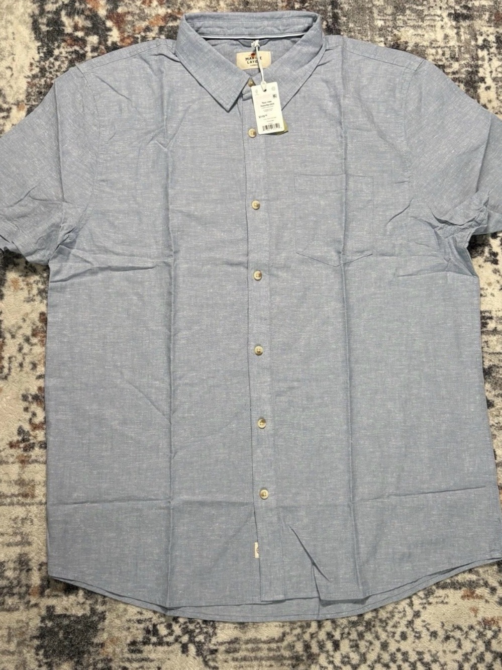 NWT Marine Layer Better Than Linen Short Sleeve Shirt Size Larger - Picture 3 of 6